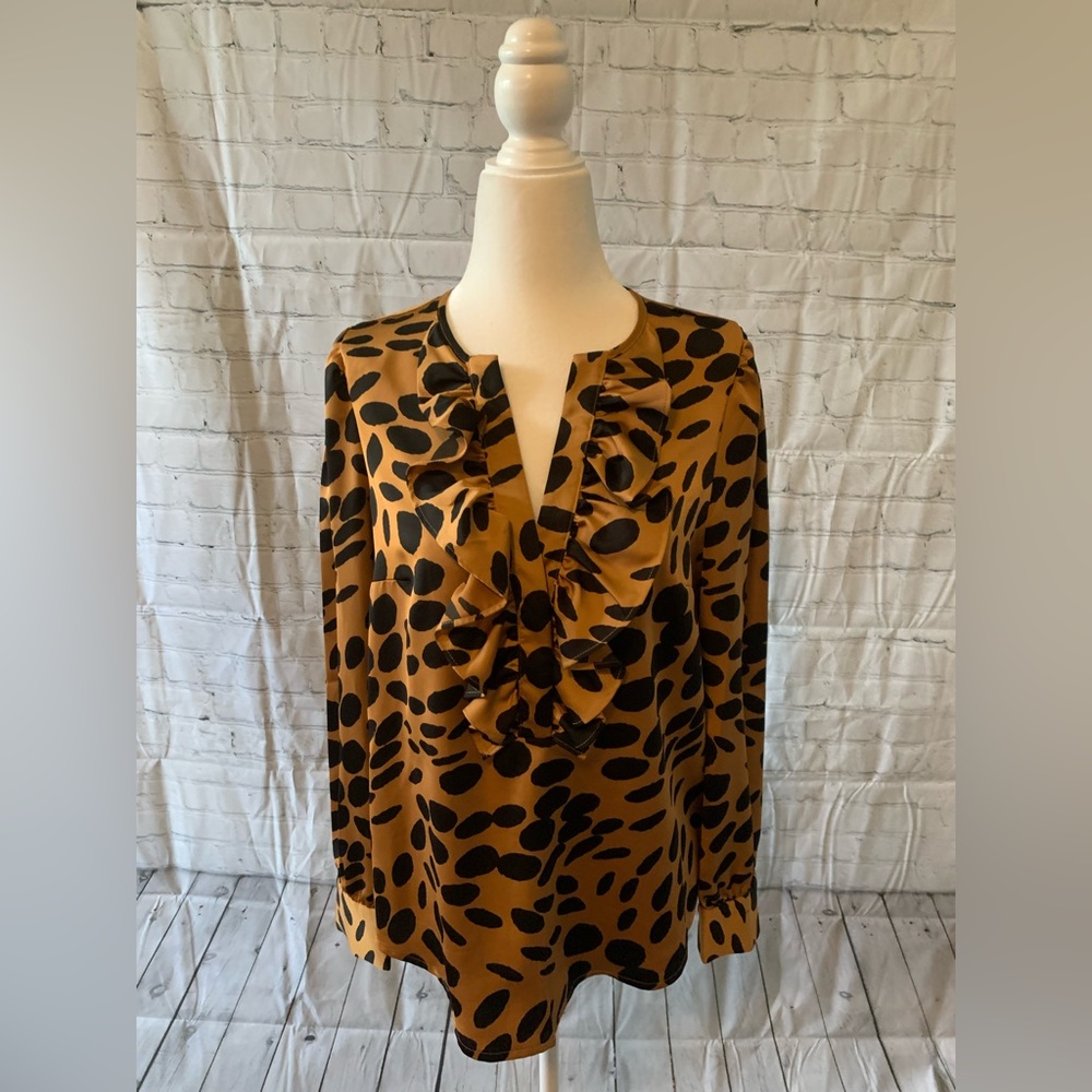 J. Crew Leopard Ruffle Blouse